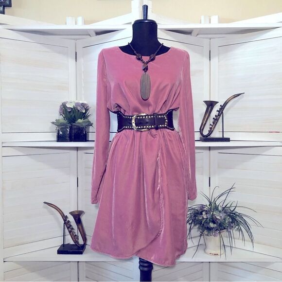 J. Crew Dresses & Skirts - NWOT J. Crew pink shiny long sleeves velour midi dress Sz 8